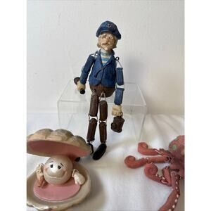 Vintage 6 Anthromorphic Nautical Figurines Sailor with Seacrratures Sitters